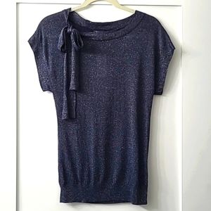 Navy Metallic Knit Blouse Banana Republic Size M